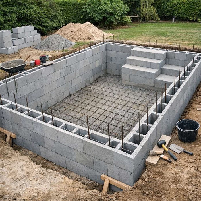 Construire une piscine en blocs à bancher : guide complet